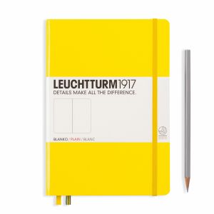 Carnet Leuchtturm rigide - 14,5x21cm - citron - Pages blanches