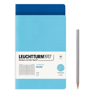 2 Carnets Jottbook Leuchtturm - 14,5x21 cm - Bleu Royal et Ice Blue - ligné