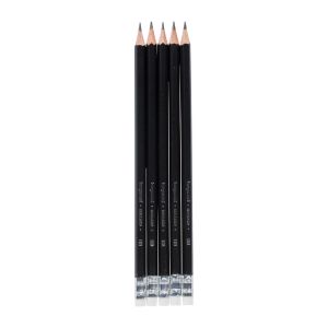 Étui de 5 Crayons Graphite embout Gomme Bruynzeel