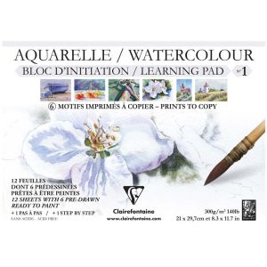 Bloc Aquarelle Prédessiné Clairefontaine n°1 - A4 - 12 feuilles - 300g