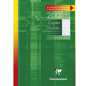 Copies Doubles Clairefontaine - A4 - 200 pages - petits carreaux - blanc