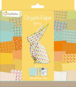 Papier Origami Avenue Mandarine - 60 feuilles - 20x20 cm - printemps