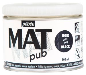 Peinture Acrylique Mat Pub Pébéo - 500ml - Noir d'ivoire