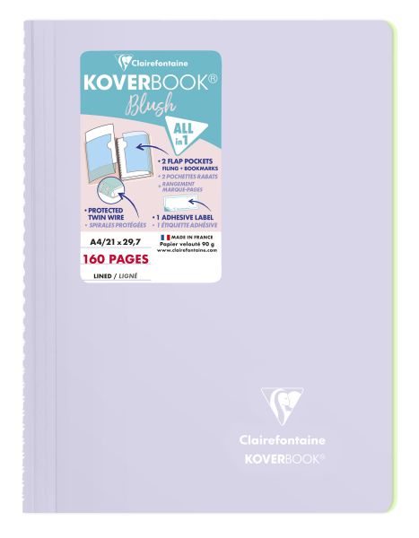 CLAIREFONTAINE Cahier Protège-cahier Koverbook Spirale Polypro A4