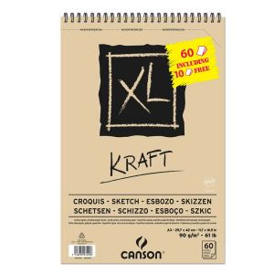 Bloc Papier Kraft Canson XL Kraft - A3 - 90g/m² - 60 feuilles (10 gratuites)