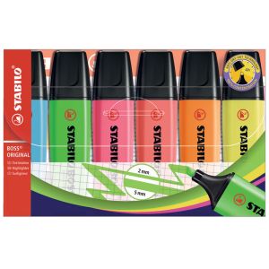 Etui 6 surligneurs Stabilo Boss - couleurs vives