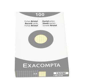 Étui de 100 Fiches Bristol A5 Exacompta - 148x210mm - petits carreaux - jaune