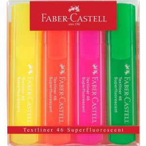 Etui 4 feutres fluos Faber-Castell - couleurs vives