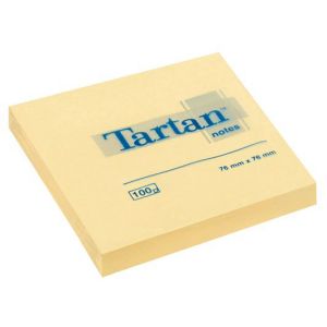Bloc notes adhésives Tartan - 7,6x7,6 cm - jaune