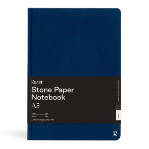 Carnet Papier Pierre Karst - Rigide - 14,8x21 cm - Bleu Navy - Ligné