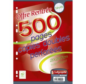 Copies Doubles Calligraphe - A4 - 500 pages - Séyès - blanc