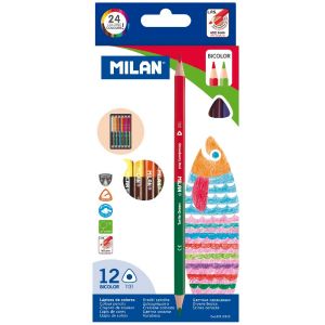 12 Crayons de Couleur Bicolores Milan