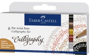 Kit Calligraphie 6 Feutres Calligraphie Pitt Artist Pen Faber-Castell