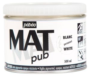 Peinture Acrylique Mat Pub Pébéo - 500ml - Blanc permanent