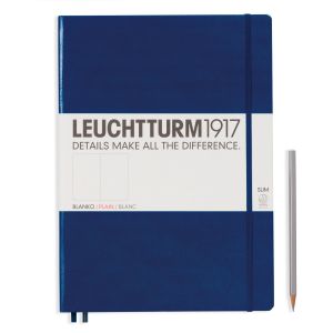 Carnet Leuchtturm rigide - 22,5x31,5cm - Bleu marine - Pages blanches