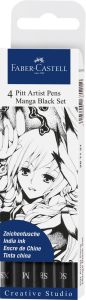 4 Feutres Faber-Castell Pitt Artist Pen - Set Manga noir