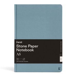 Carnet Papier Pierre Karst - Rigide - 14,8x21 cm - Bleu acier - Ligné