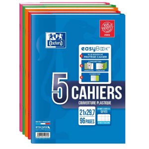 Lot de 5 Cahiers Oxford easy book - A4 - 96 pages - Séyès
