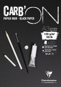 Bloc Papier Noir Clairefontaine Carb'ON - A3 (29,7x42cm) - 20 feuilles - 120g/m²