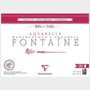 Papier Aquarelle Fontaine - 26X36 cm - Grain fin - 300g