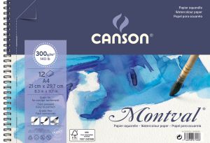 Album Papier Aquarelle Canson Montval - 21x29,7 cm - 12 feuilles - 300g/m²